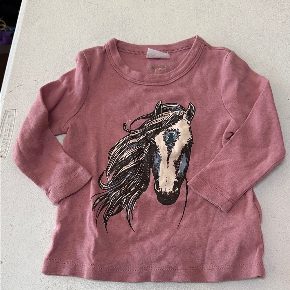 Shyanne Kids Pink Horse Graphic Long Sleeve Shirt size 18 m